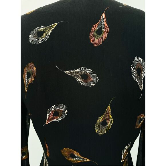 Madewell Womens 0 Peacock Feather Print Poppy Dress - Picture 10 of 10